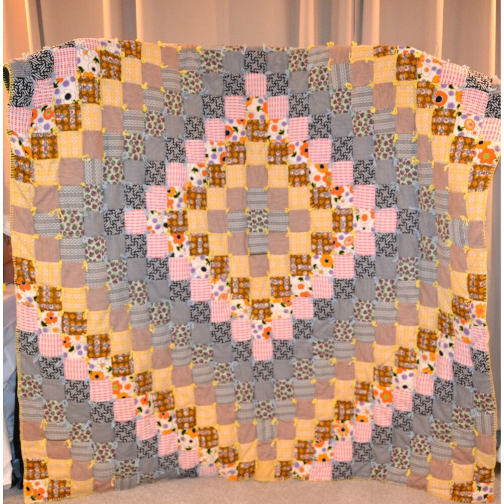 Quilt Hippie Mod Boho Patchwork Starburst Groovy Campy Cottage Core